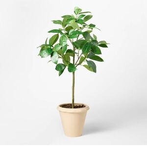 Studio McGee NWT Green Leaf Artificial Tree In Ceramic Pot 25" Height